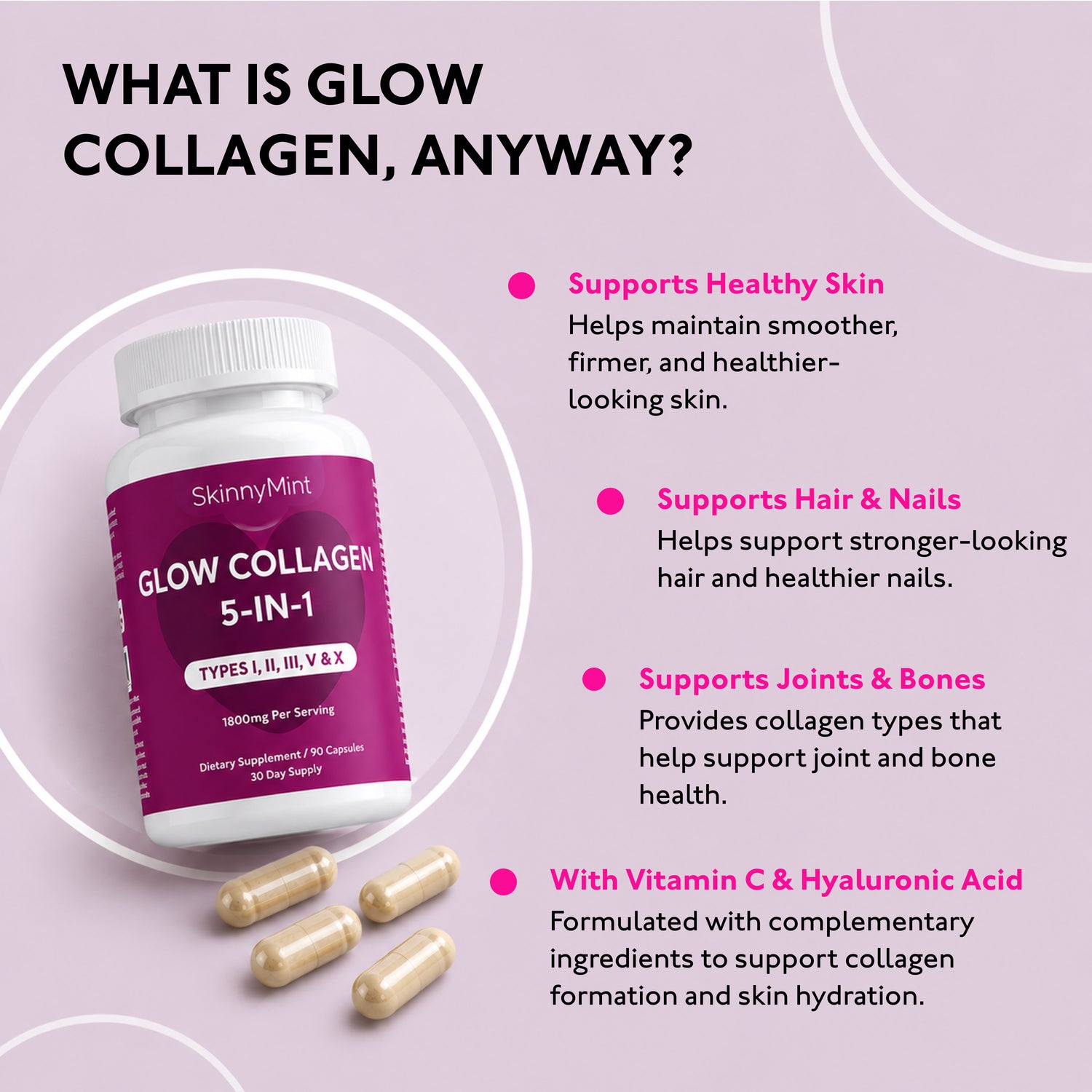 Glow Collagen 5-in-1 benefits infographic two SM-GLWCOL-90